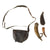 Original U.S. American Revolutionary War Era Outstanding Rifleman’s Bag Set with Two Powder Horns & Shot Pouch - Fantastic Carved Stopper on Powder Horn Original Items
