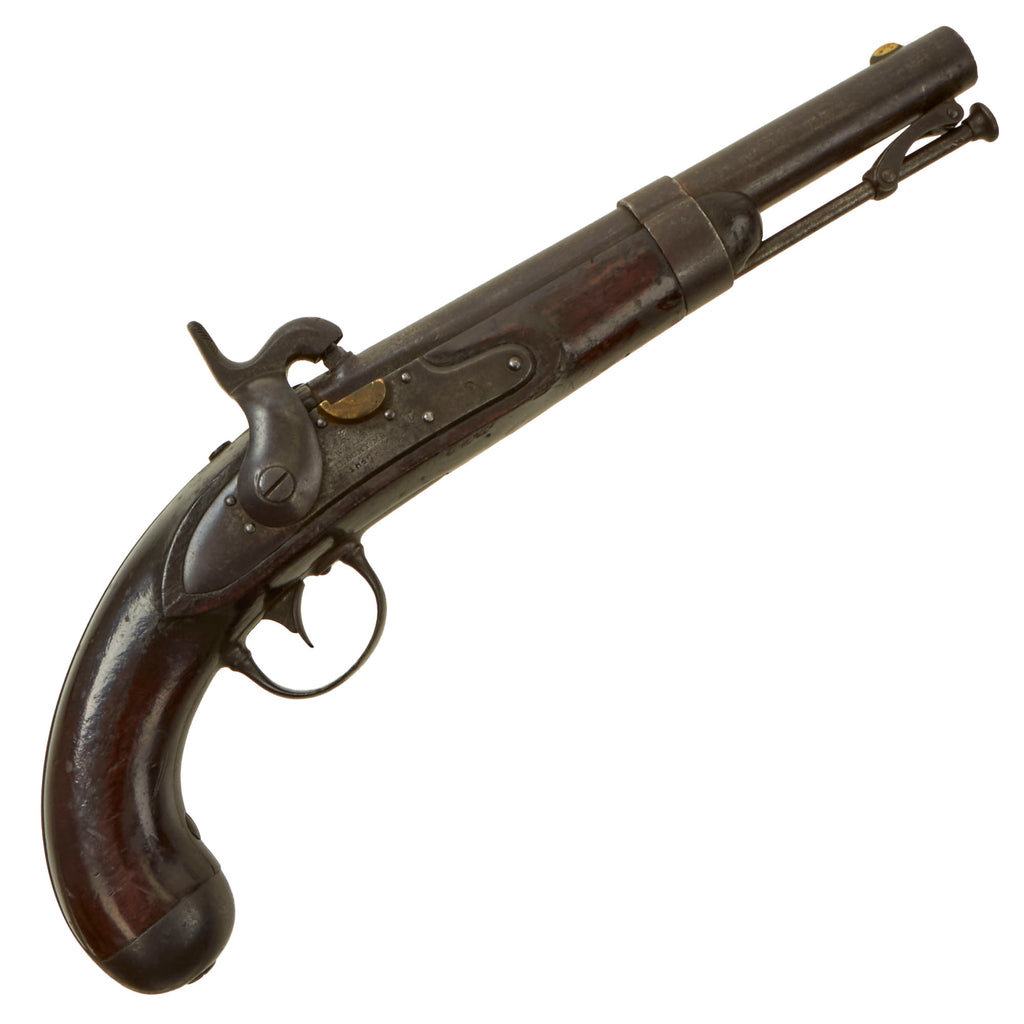 Original U.S. Model 1836 Flintlock Cavalry Pistol by Asa Waters Converted to Percussion with Multiple Cartouches - dated 1842 Original Items