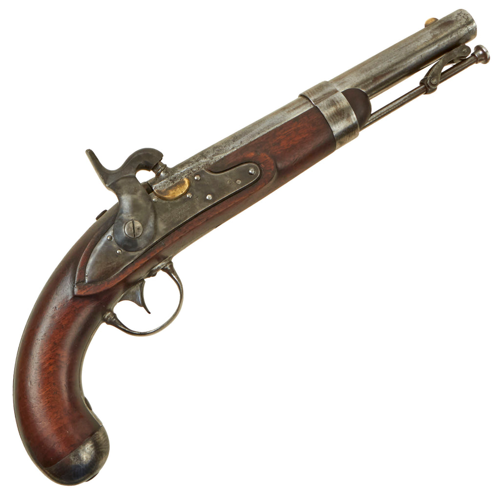 Original U.S. Model 1836 Flintlock Cavalry Pistol by Asa Waters Converted to Percussion with Stock Cartouches - dated 1844 Original Items