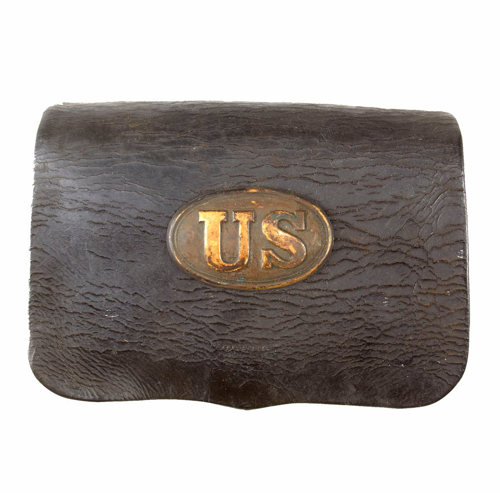 Original U.S. Civil War Model 1861 .69 Caliber Elongated Ball Cartridge Box with Cartridge Box Plate - Scarce Model Original Items