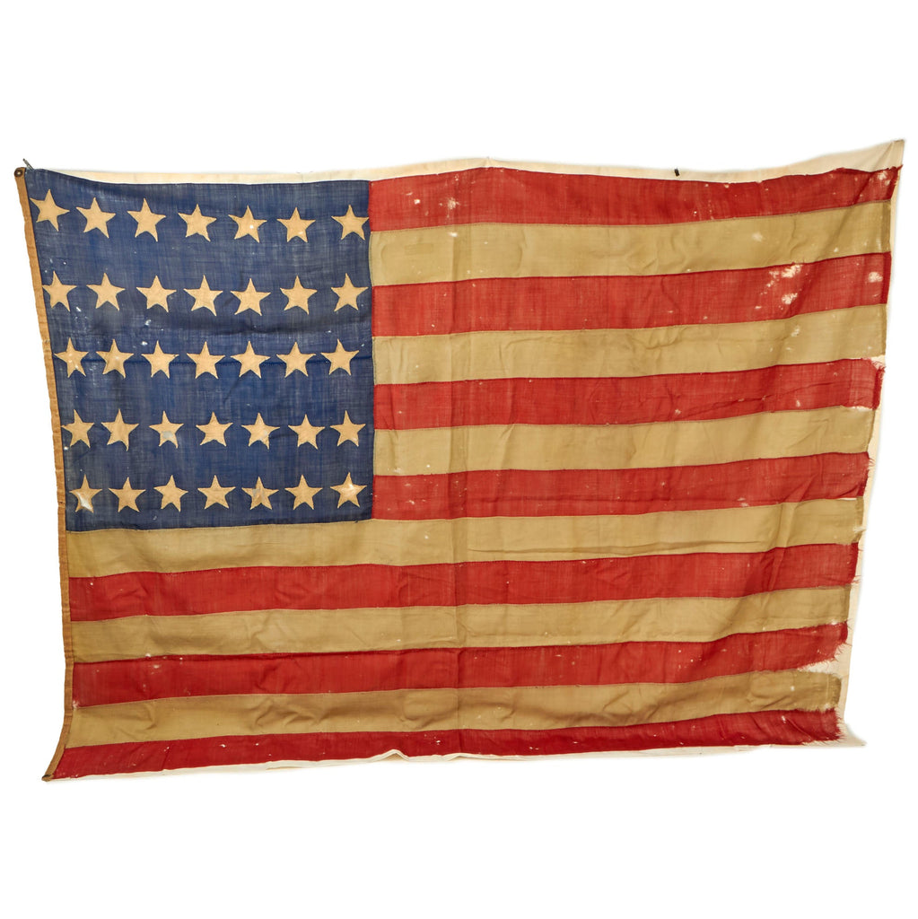 Original U.S. Civil War Incredibly Rare 35-Star Flag 1863-1865 with Hand-Stitched Stars - Linen-Mounted for Museum Display - 68 x 88” Original Items