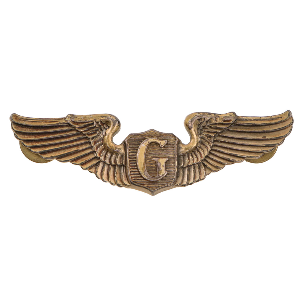Original U.S. WWII Glider Pilot Wings by AMCRAFT with Early “Patent Pending” Clutchback Pins - Sterling