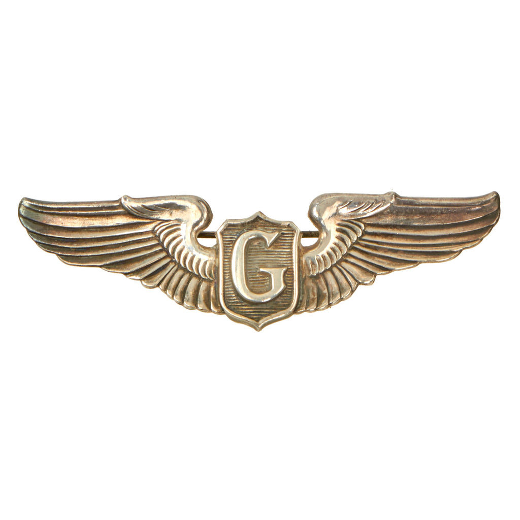 Original U.S. WWII AAF Sterling Silver Glider Pilot Wings - Pinback Original Items