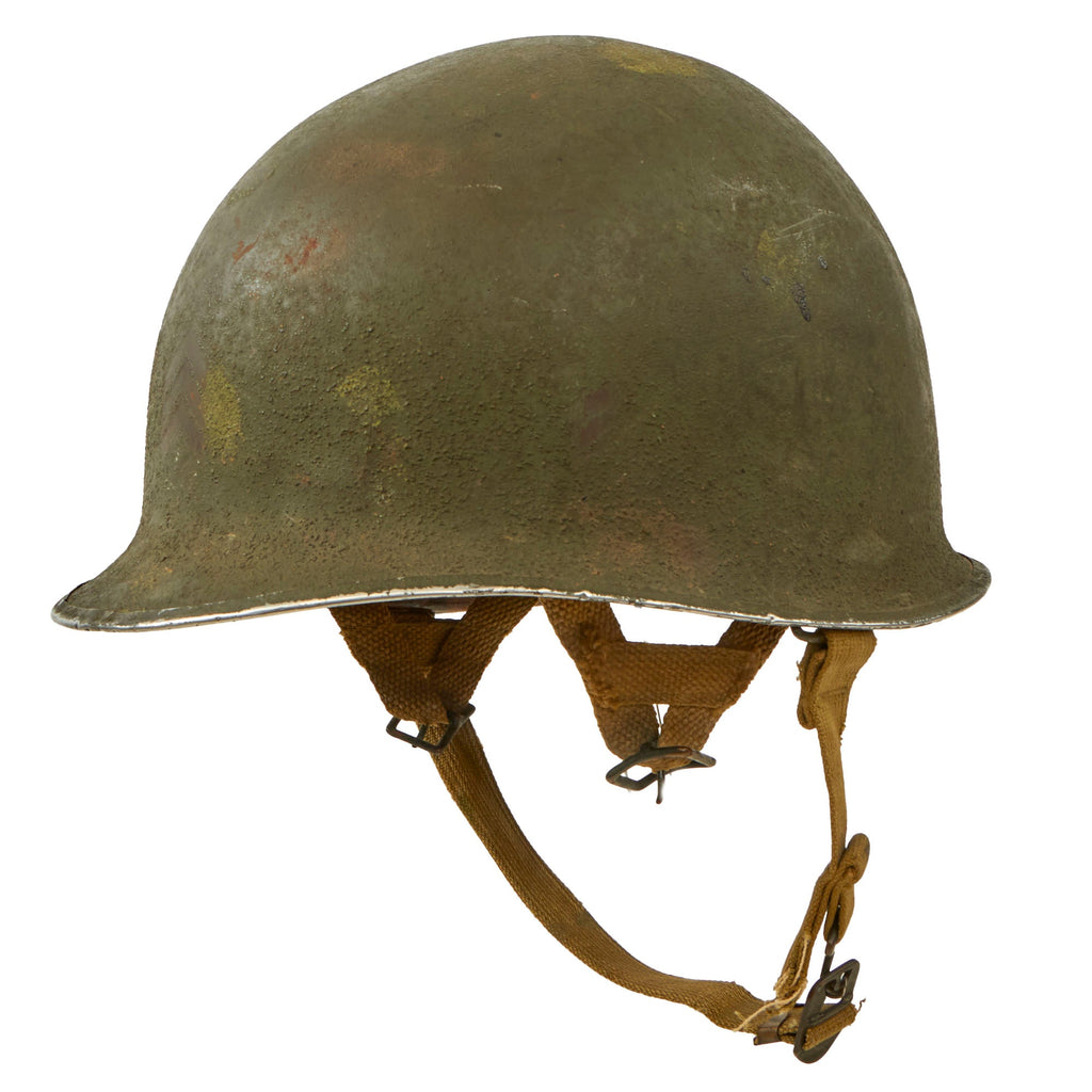 Original U.S. WWII Named Airborne Paratrooper Sergeant’s Fixed Bale M1 Helmet with Vesicant Gas Detection Paint & Scarce Inland Paratrooper Liner - Jack Tritch - Likely Italian / Southern France Campaign Original Items