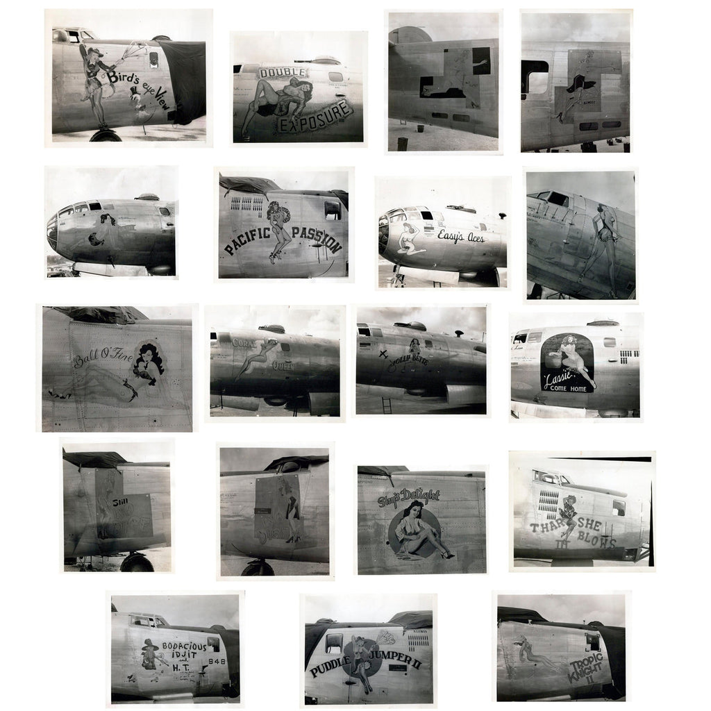 Original U.S. WWII AAF Nose Art Photo Collection with Fantastic Artwork - 19 Photos Total Original Items