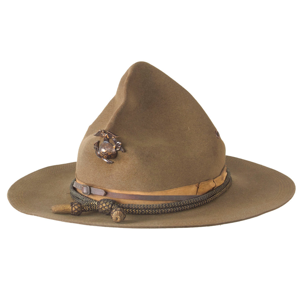 Original U.S. WWI Marine Corps Officer’s Army M-1911 Campaign Hat by Stetson with Early EGA Device & Chinstrap - Size 7 ⅛ Original Items
