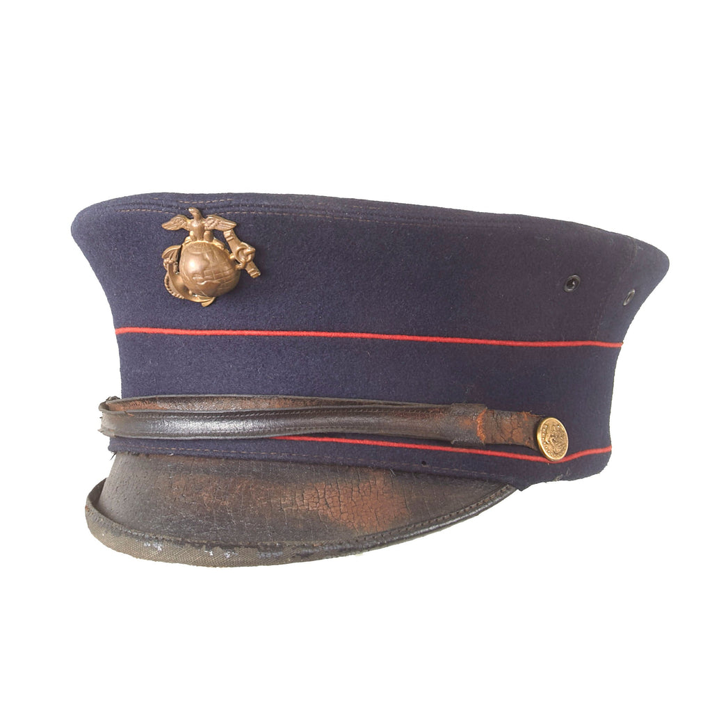 usmc dress blues hat Original WWI U.S. Marine Corps M1917 Blue Enlisted Bell Crown Vi – International Military Antiques Collection:SÃ©duire Short Rhinestone Embellished Lattice especially those interested in Primary color:Gray