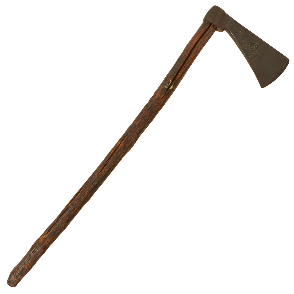 Original U.S. / British Early Revolutionary War era Colonial Blacksmith Hand Forged Large Trade Tomahawk Style Axe With Original Handle & Maker Marking - F.H. Original Items