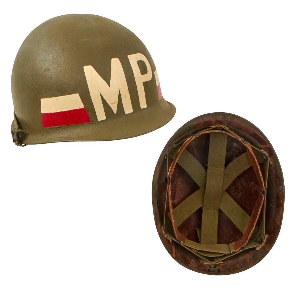 Original U.S. Vietnam War 759th Military Police Battalion Ingersoll M1 Helmet with Matching Painted Liner Original Items