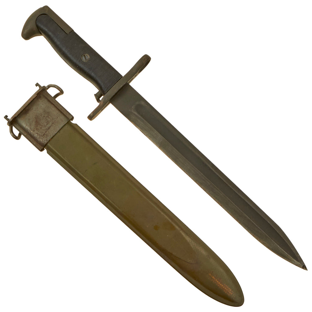 Original U.S. WWII M1 Garand 10 inch Cut Down Bayonet by PAL with M7 Scabbard - Dated 1942 Original Items