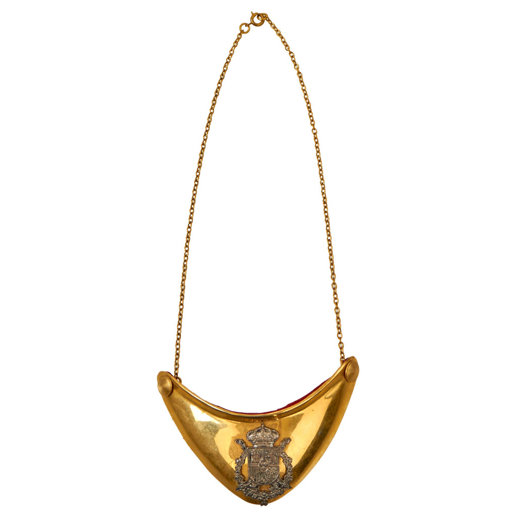 Original Spanish-American War Spanish Officer’s Gorget with Original Chain & Felt Backing Original Items