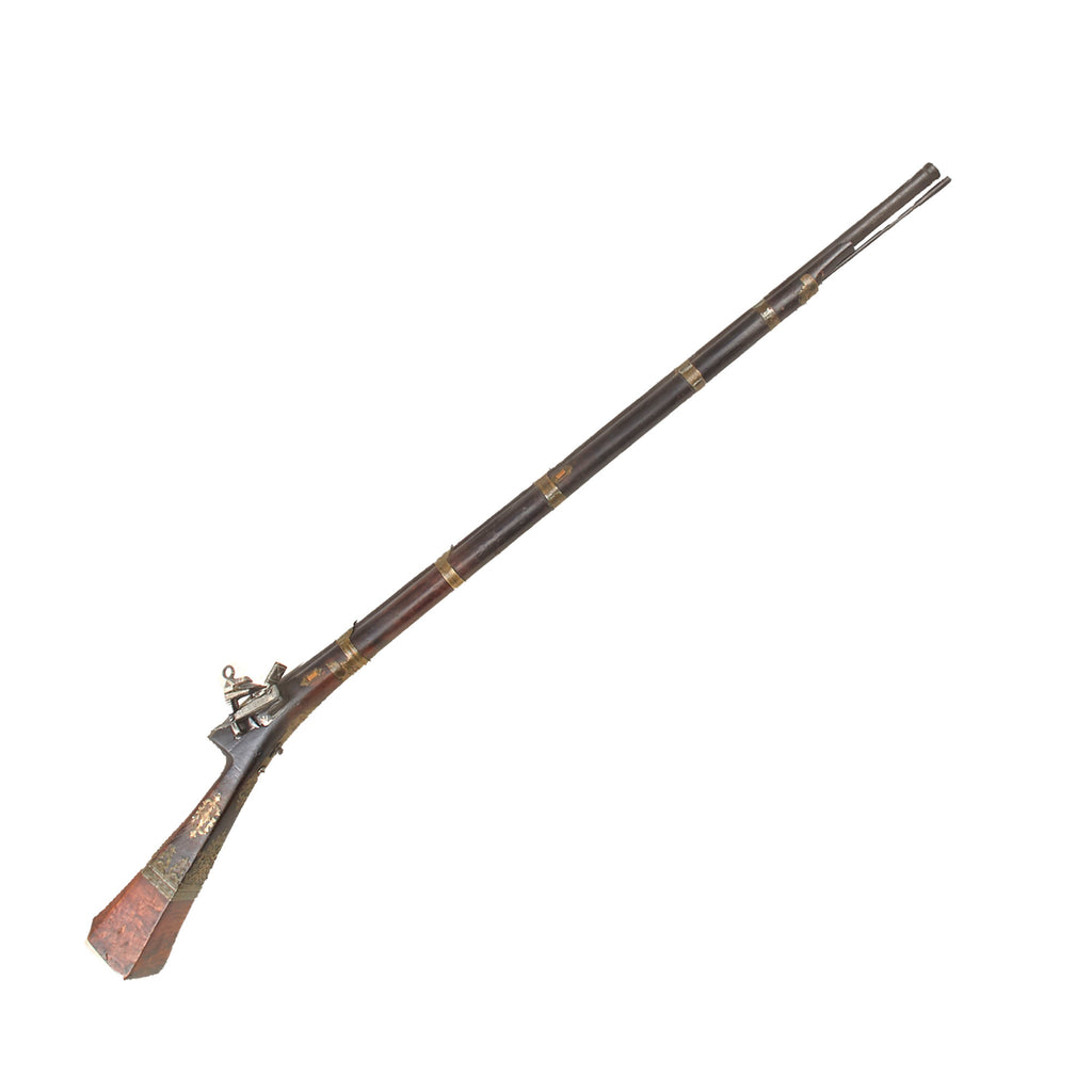 Original Ottoman Empire Miquelet Lock Brass Decorated Shishana Musket with Ball Trigger and Burl Butt Stock - Circa 1780 Original Items