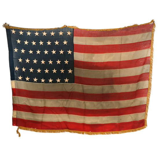 Original U.S. Spanish American War Large 45 Star Multi-Piece Wool National Flag with Fringe - 59 x 82” Original Items