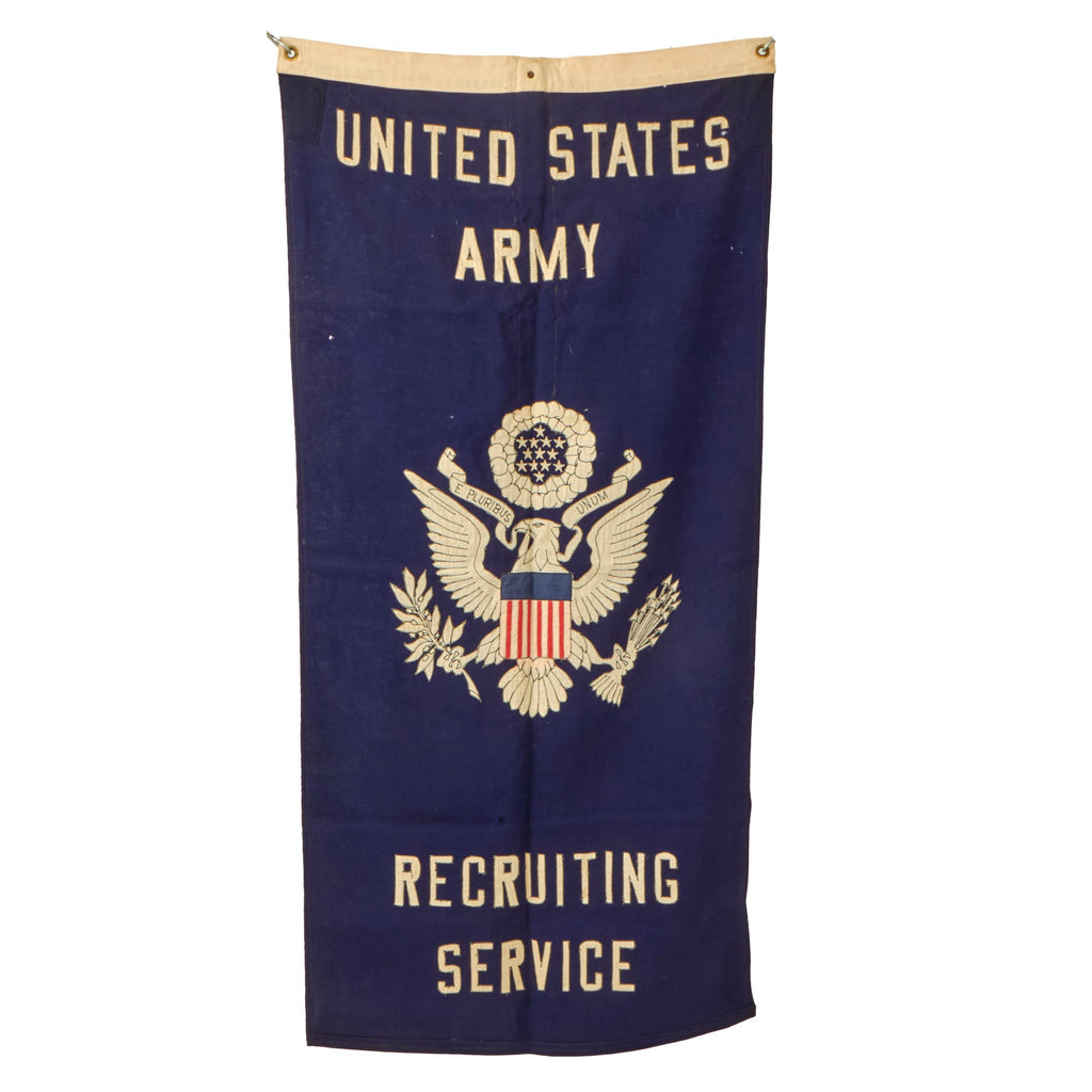 Original U.S. WWII Era US Army Recruiting Service Recruitment Banner - 28 x 57” Original Items