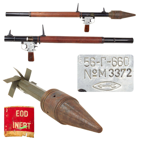Original Soviet Cold War Inert RPG-2 Rocket Propelled Grenade Launcher Serial M3372 by Kovrov Mechanical Plant with Vietnam-Bringback B-40 Rocket with EOD Tag Original Items