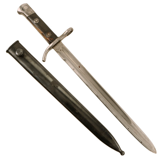Original Finnish WWII Model 1928 Bayonet Marked Fiskars with Scabbard - As Used on M/27 Mosin-Nagant Rifle Original Items