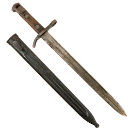 Original Finnish WWII Model 1928 Bayonet by Hackman & Co. with Scabbard - As Used on M/27 Mosin-Nagant Rifle - Missing Locking Mechanism
