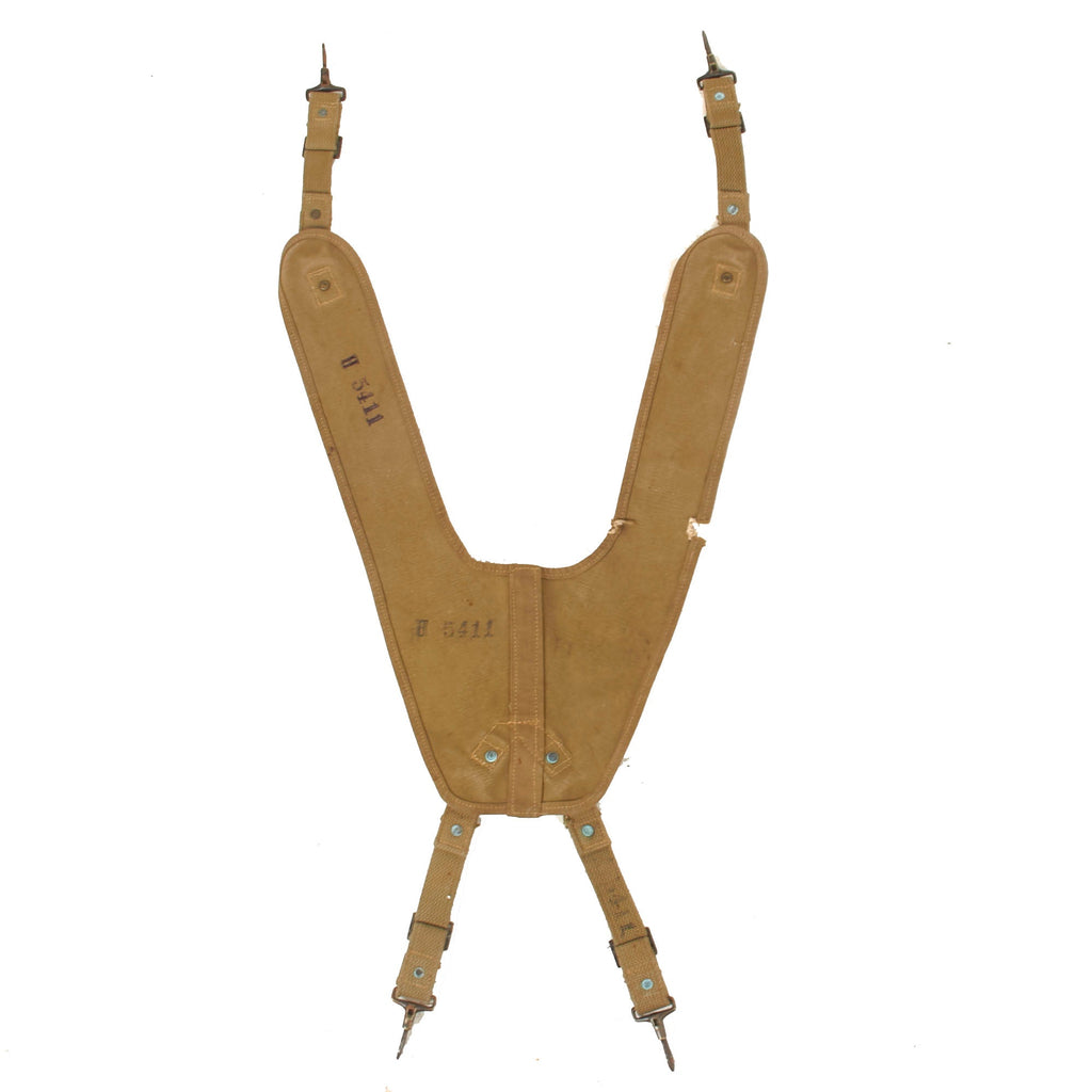 Original U.S. WWII Medic Yoke Suspenders with Stamped Laundry Number Original Items