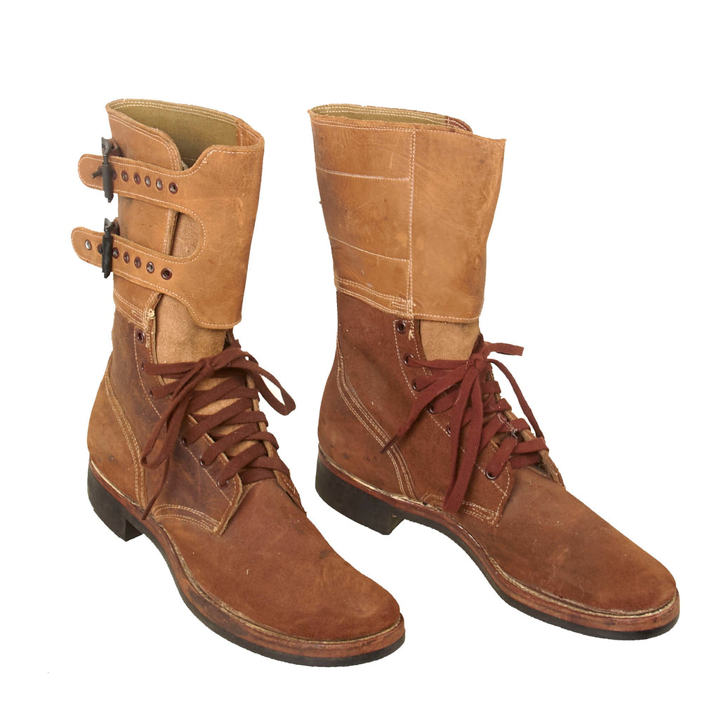 Original U.S. WWII M1943 Double Buckle Combat Service Boots - Matched Size 10 - Dated 1944 Original Items