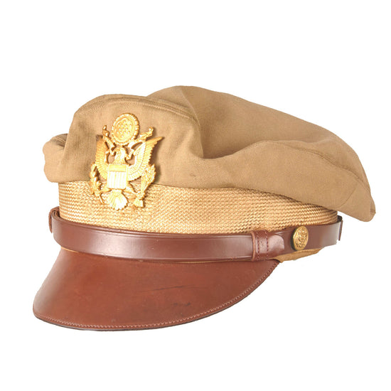 Original U.S. WWII US Army Air Forces Officers Crusher Cap by Commander with Wrap-Around Chinstrap - Size 7⅛ Original Items