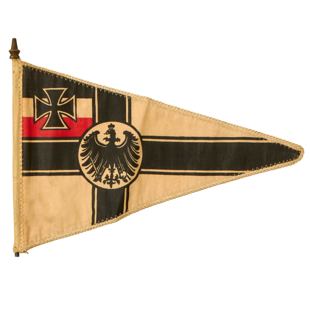 Original Imperial German WWI Small Painted Reichskriegsflagge War Ensign Pennant with Pole - 6½ x 10” Original Items