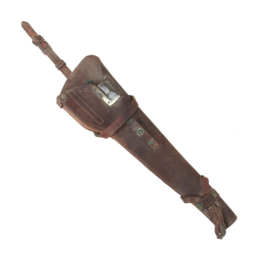 Original U.S. WWII M1 Carbine Leather Scabbard byJeffersonville Quartermaster Depot - Dated 1944 Original Items