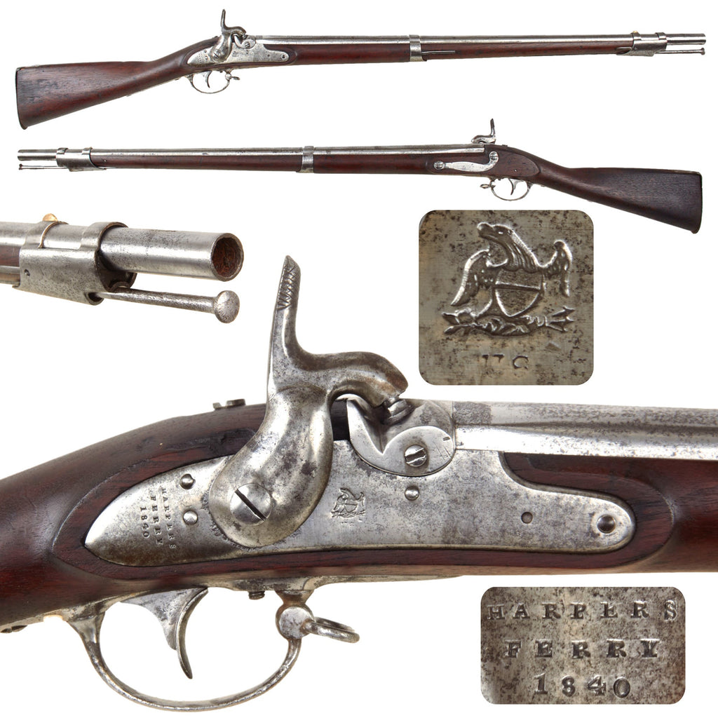 Original U.S. Civil War Era Springfield Model 1835 Percussion Converted Artillery Short Musket by Harpers Ferry - Dated 1840 Original Items