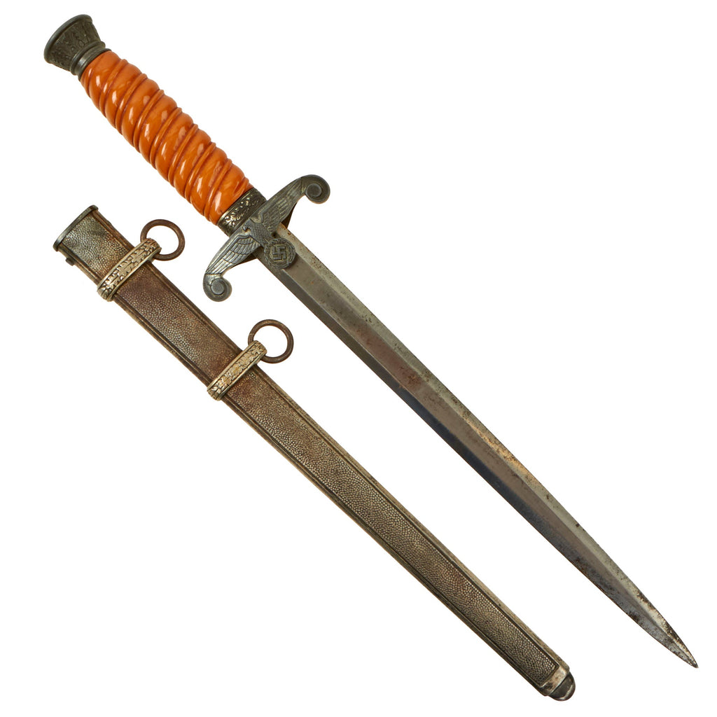 Original German WWII Heer Army Officer Dagger by P.D. Lüneschloss of Solingen with Scabbard Original Items