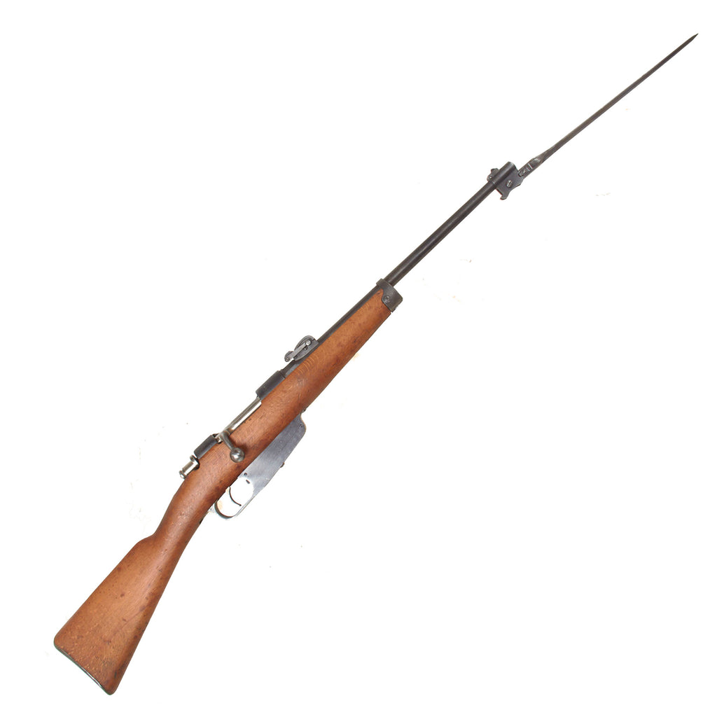 Original Antique Italian Moschetto Modello 1891 Carcano Carbine Serial D 6970 with Folding Bayonet - Dated 1894