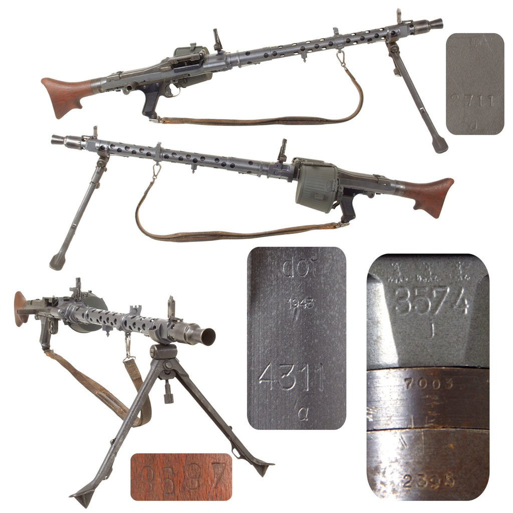 Original German WWII MG 34 Display Machine Gun by Waffenwerke Brünn with Original Divided Sling and Basket Belt Carrier - dated 1943 Original Items