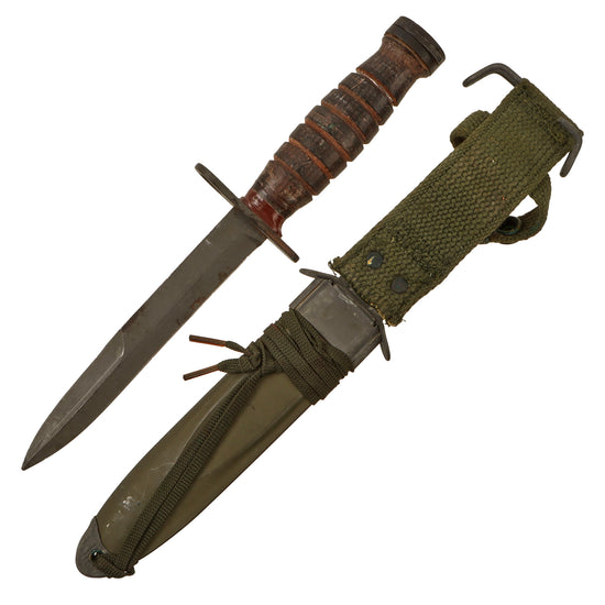 Original U.S. WWII M4 Bayonet by Camillus for the M1 Carbine with M8A1 Scabbard by Pennsylvania Working Home for the Blind Original Items