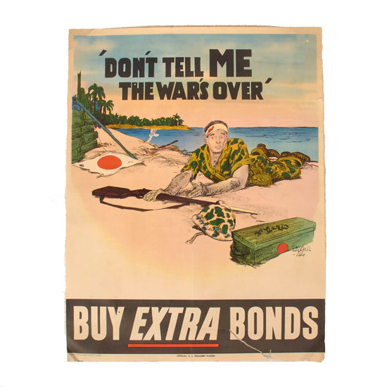 Original U.S. WWII War Bonds Propaganda Poster USMC - Don't Tell ME The War's Over - 16 3/4 x 22" Original Items