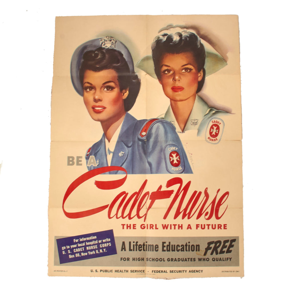 Original U.S. WWII 1944 Be a Cadet Nurse - The Girl With A Future Poster - 20" x 28" Original Items