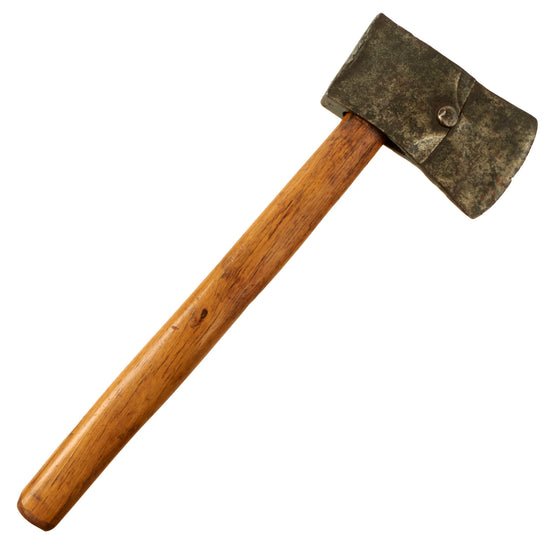Original U.S. / British Early Revolutionary War era Colonial Blacksmith Hand Wrought & Riveted Felling Axe with Period-Replaced Haft Original Items