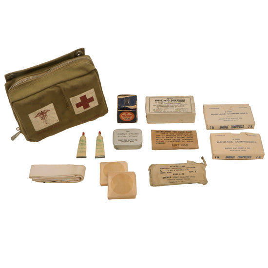 Original U.S. WWII Rare First Pattern Douglas C-47 Skytrain Aeronautic First Aid Kit with Contents Original Items
