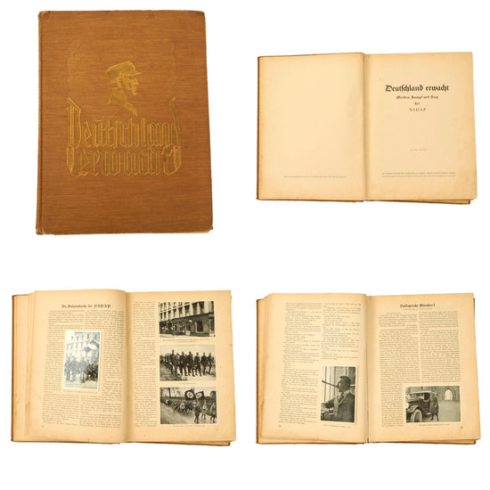Original German WWII "Deutschland erwacht" NSDAP Cigarette Card Album with Intact Foldout Picture Original Items