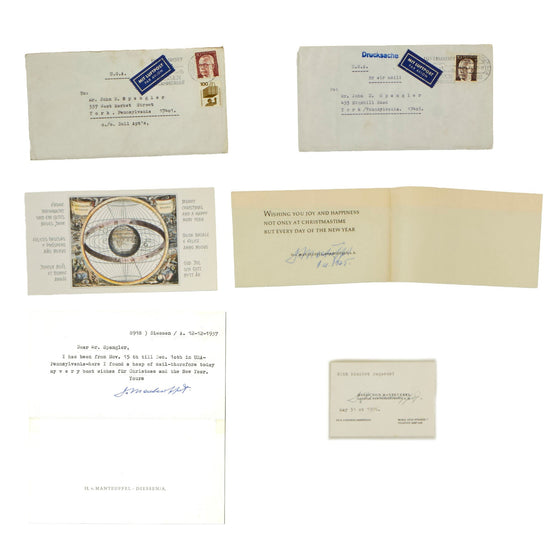Original Signed Calling Card and Two Letters from German WWII General der Panzertruppe Hasso von Manteuffel Sent to John D. Spangler - dated 1973-1976 Original Items
