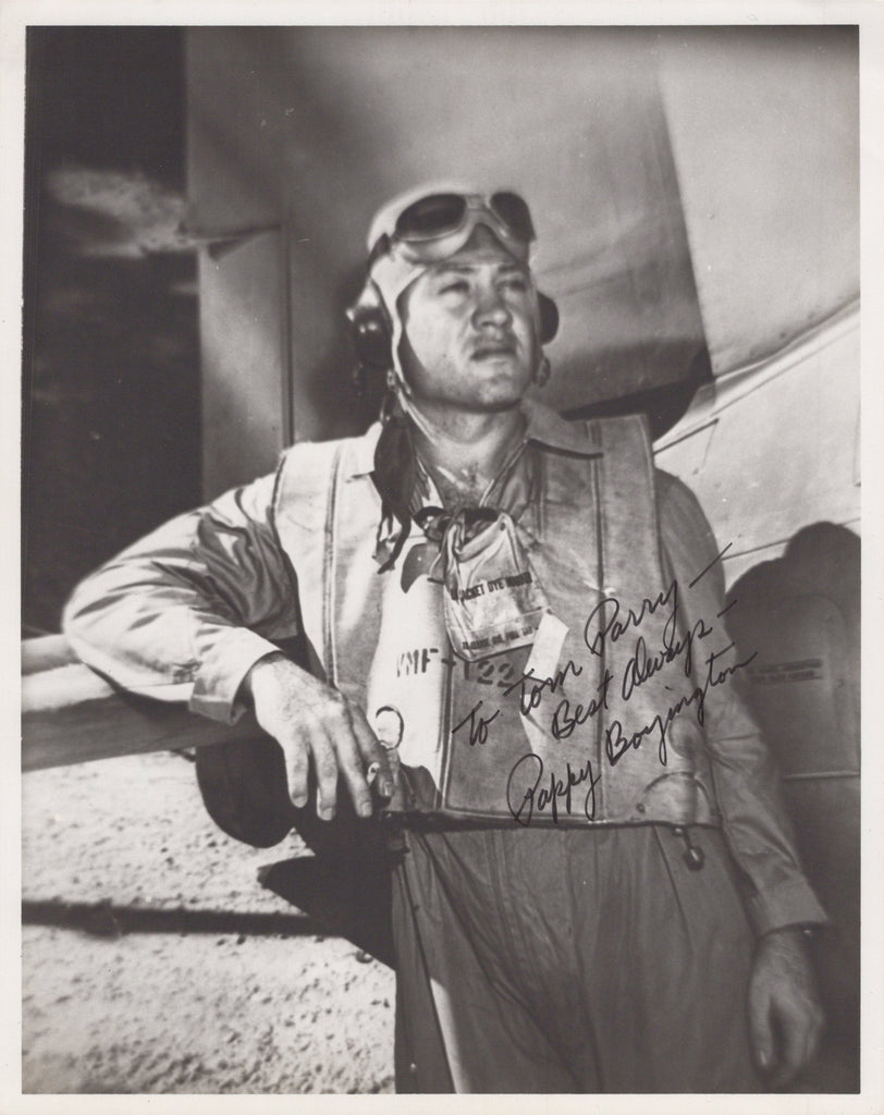 Original U.S. WWII USMC Autographed Photo of Marine Corps Medal of Honor Recipient Fighter Ace Pappy Boyington - 8 x 10” Original Items