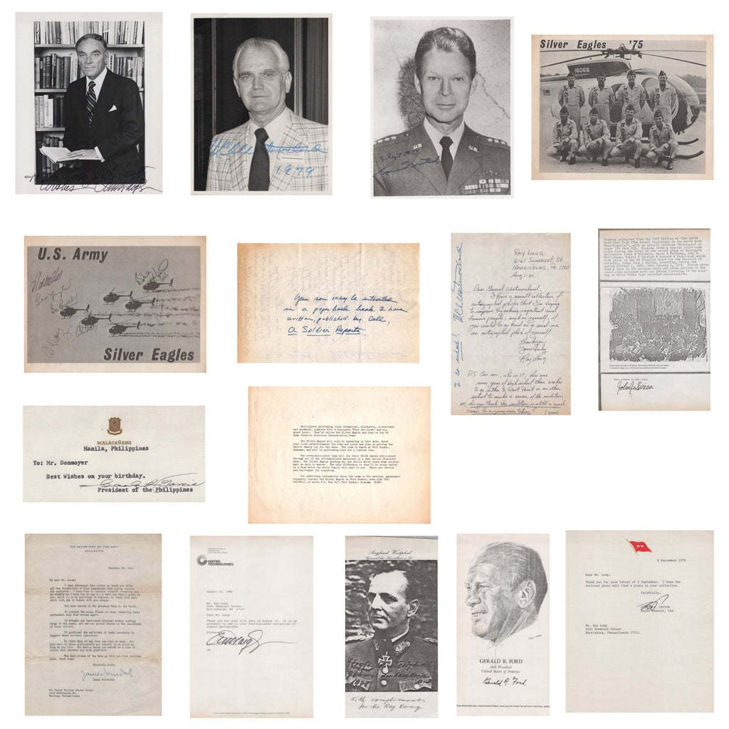 Original U.S. & German WWII Lot of Ten Autographs - Patton IV & Silver Eagles Crew Original Items