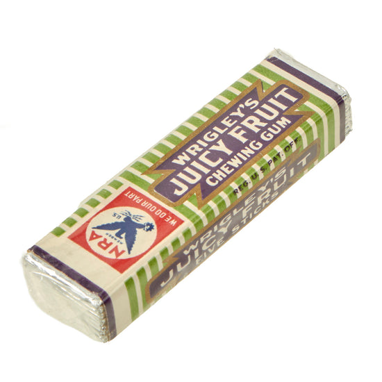 Original U.S. Pre-WWII National Recovery Act Wrigley Chewing Gum Wrapper Repacked for Display - 1932 Copyright Date Original Items