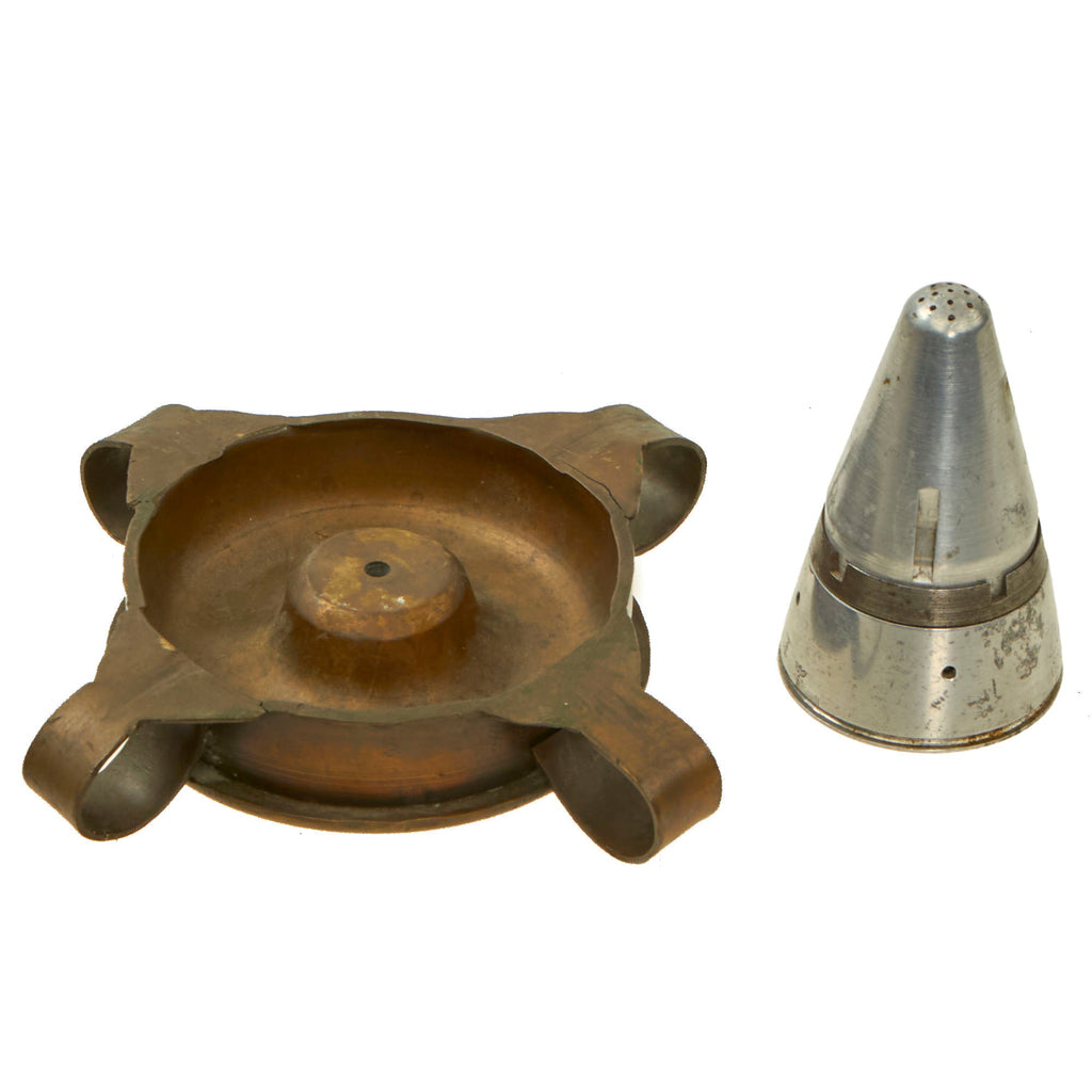 Original German WWII U.S. G.I. Trench Art Made from Flak 88 Components - Shell Casing Ashtray & Fuze Pepper Shaker - Inert Original Items