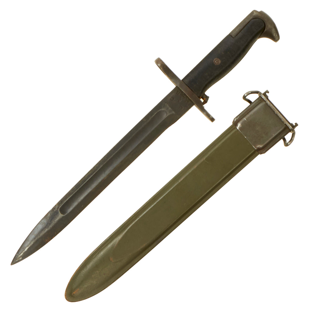 Original U.S. WWII M1 Garand 10 inch Bayonet by Utica Cutlery with M7 Scabbard Original Items