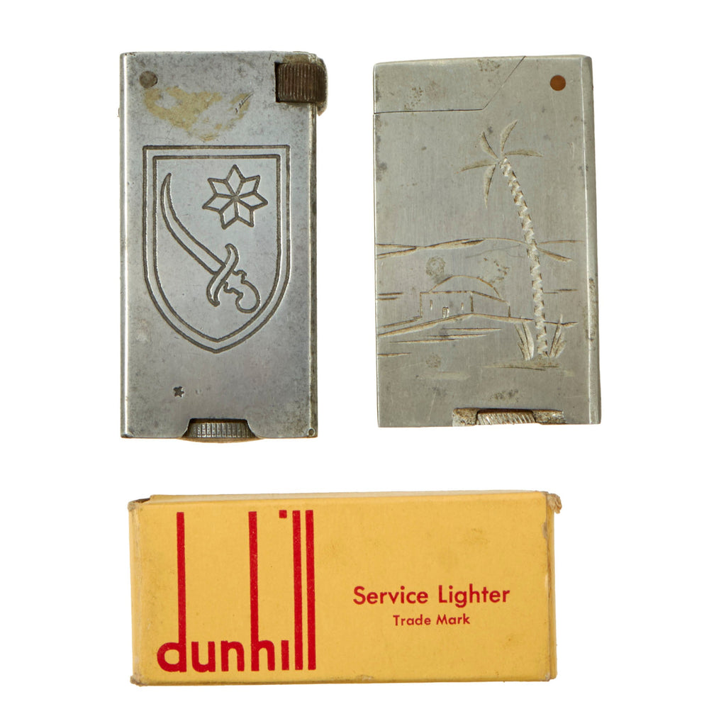 DRAFT Original U.S. WWII Lighter Lot with Persian Gulf Command Lighter & North Africa Lighter Purportedly Made from Aircraft Aluminum - Lot of 3 Original Items