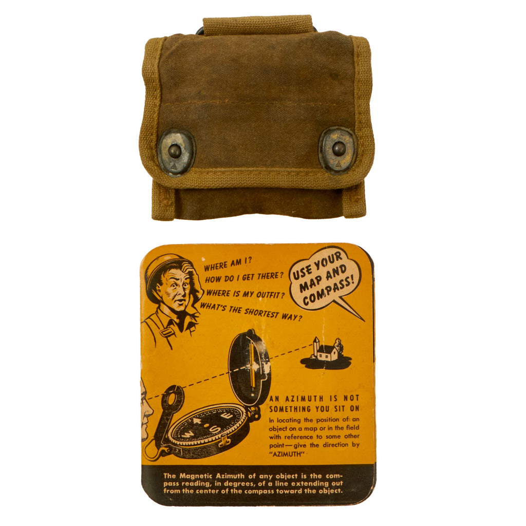 Original U.S. WWII US Army M1938 Lensatic Compass By Superior Magneto Co. With Pouch & Training Aid Original Items