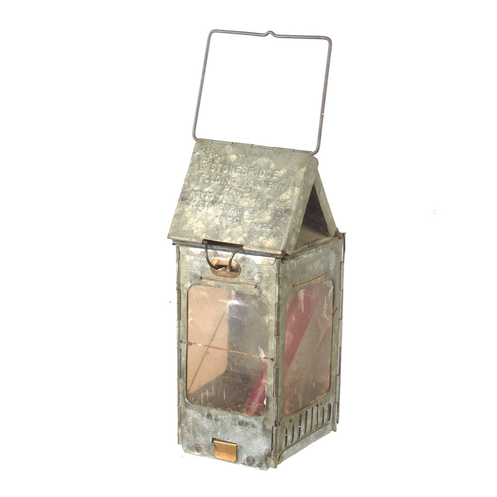 Original U.S WWI Medical Corps Stonebridge Automatic Folding Candle Lantern with Candle Original Items