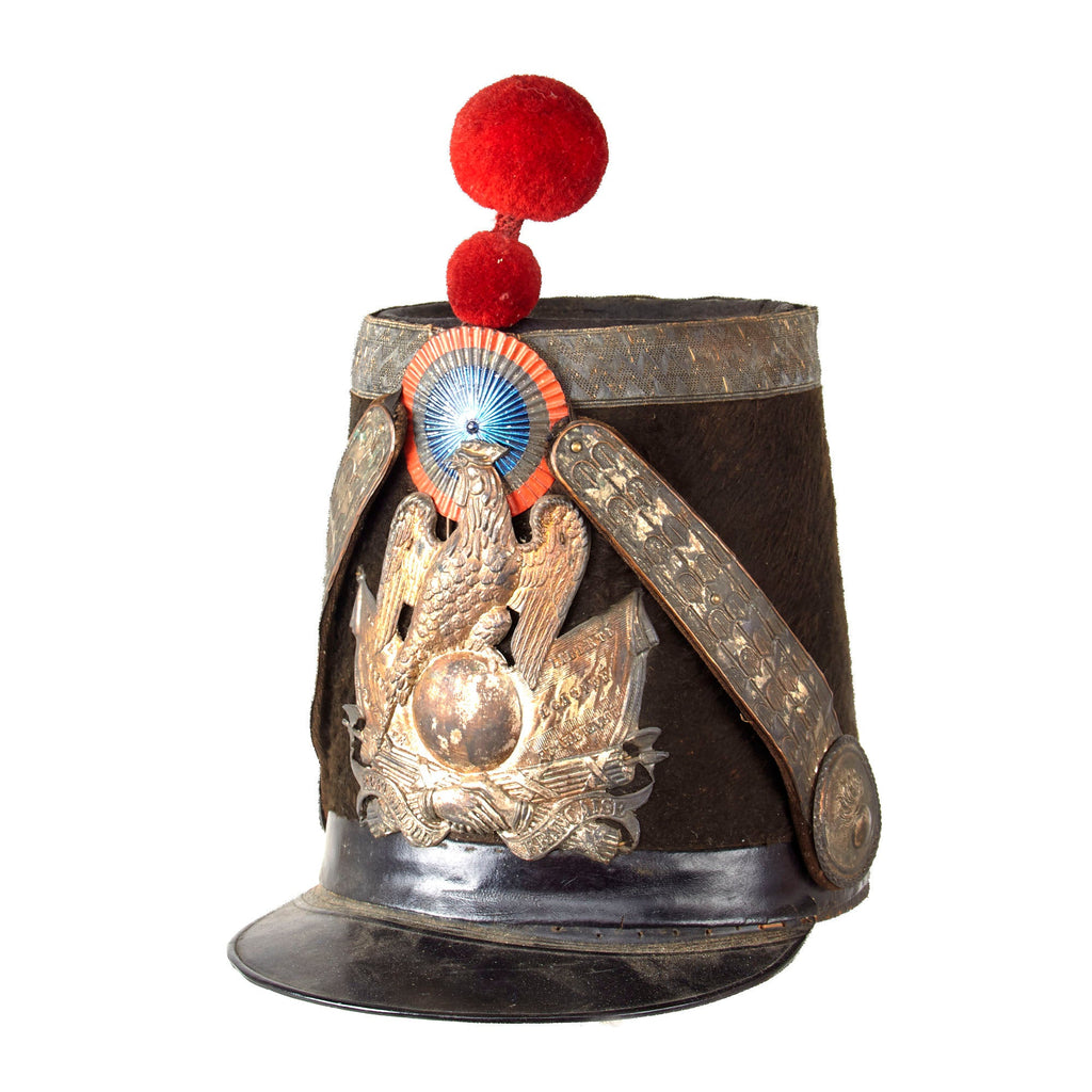 Original French 2nd Empire Pattern 1818/1820 Grenadier Officer’s Shako with Chinscales & Pomme Original Items