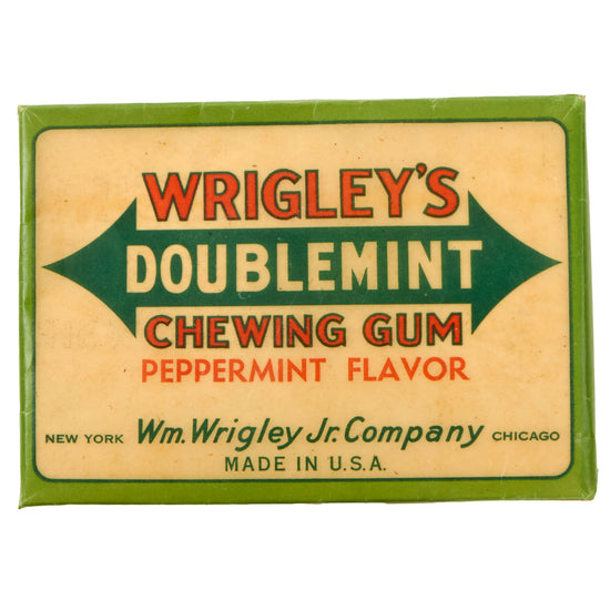 Original U.S. WWII Wrigley’s Doublemint Chewing Gum 20 Count Box Wrapper - Filled for Display Original Items