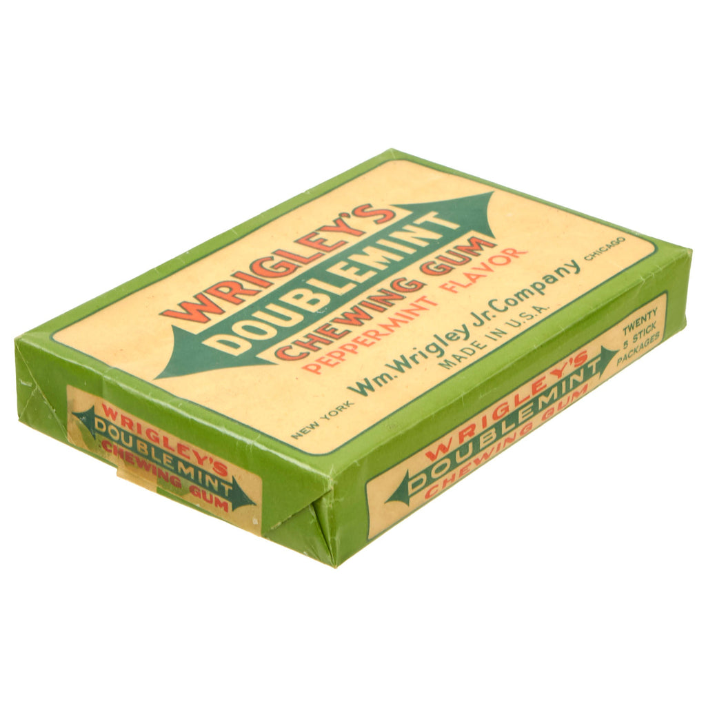 Original U.S. WWII Wrigley’s Doublemint Chewing Gum 20 Count Box Wrapper - Filled for Display Original Items