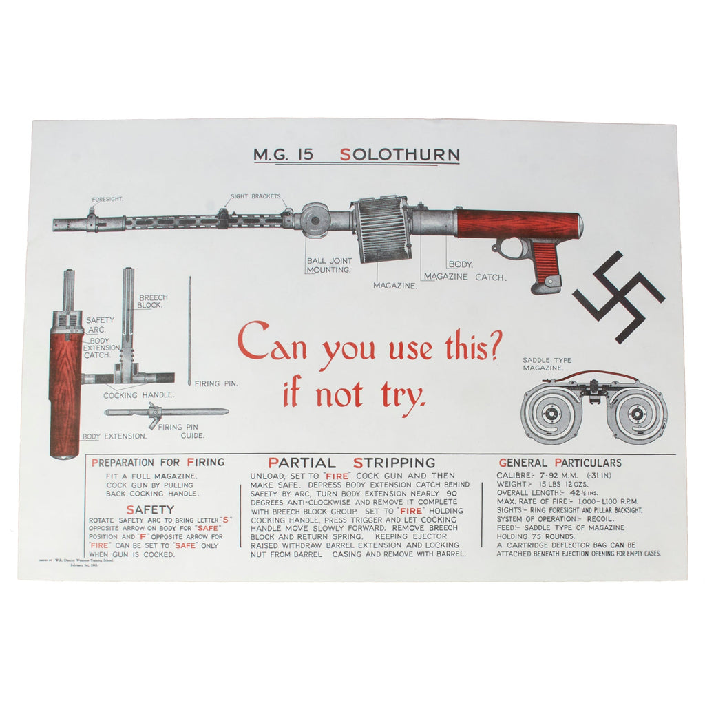Original British WWII W.R. District Weapons Training School Weapon Ide ...
