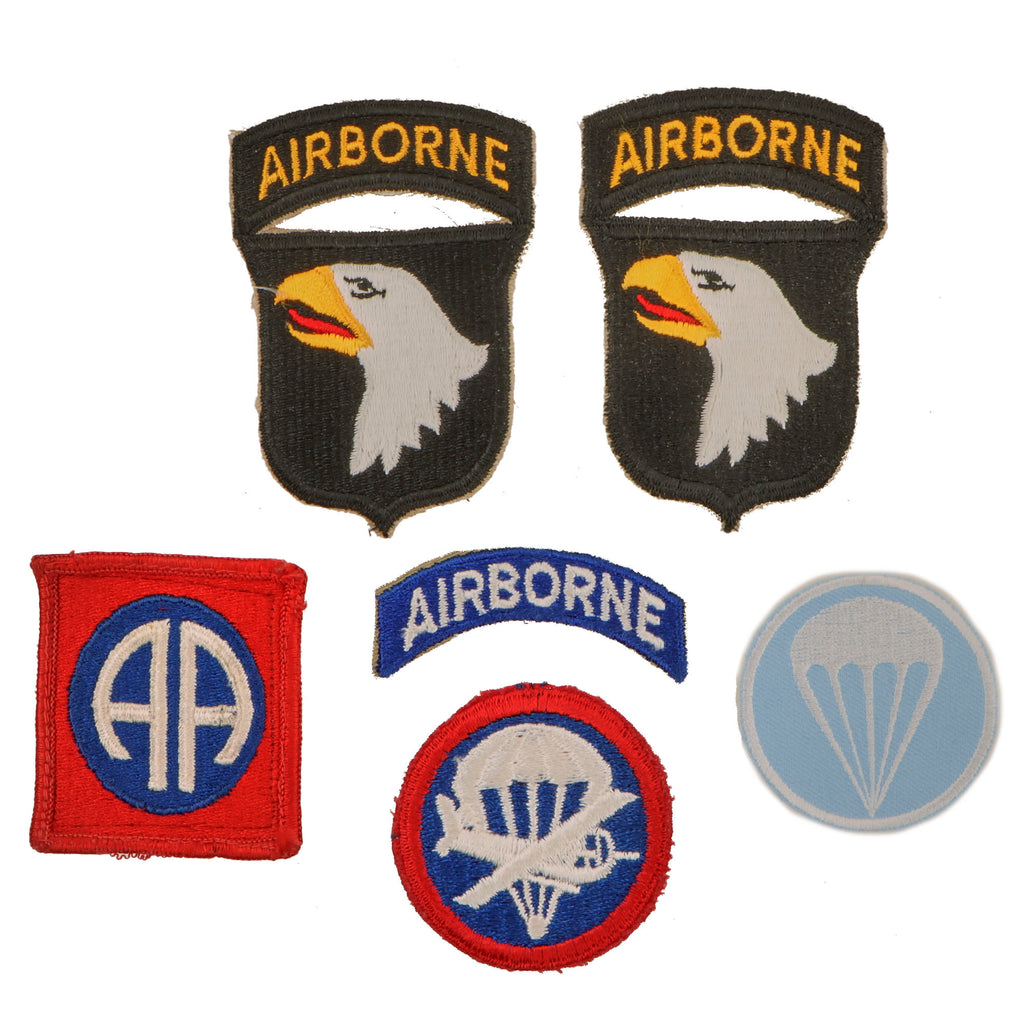 Original U.S. Band of Brothers Airborne 82nd & 101st Airborne Division Patches & Overseas Cap Badges Used in Show - 5 Items Total